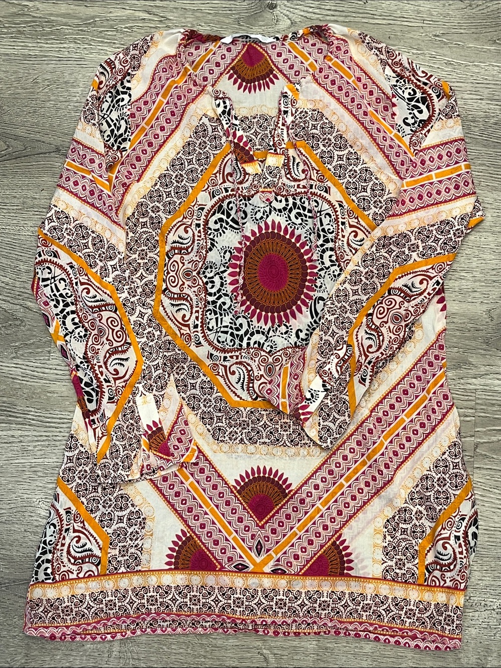 Athleta Pink, Orange & White Boho Medallion Resort Beach Coverup Size XL
